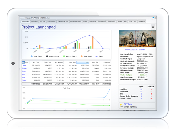 Construction reporting software screenshot